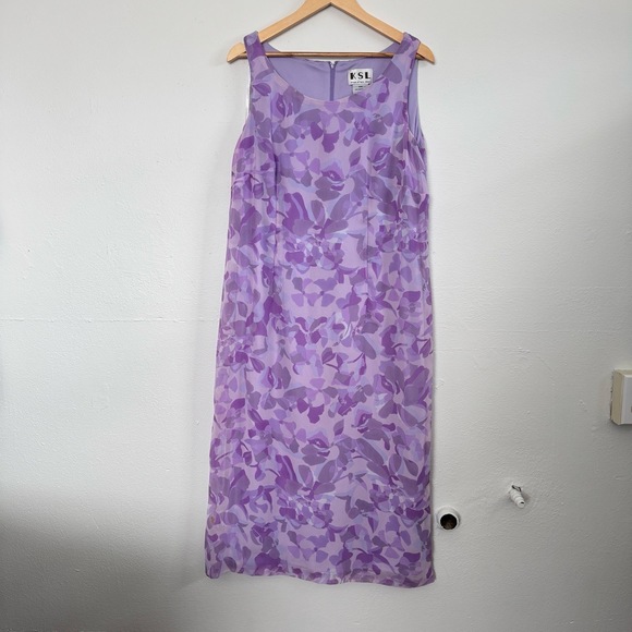 Dresses & Skirts - VTG 90s Floral Purple Dress 14W Floral Sheer Cottagecore Shift Y2K Feminine Boho